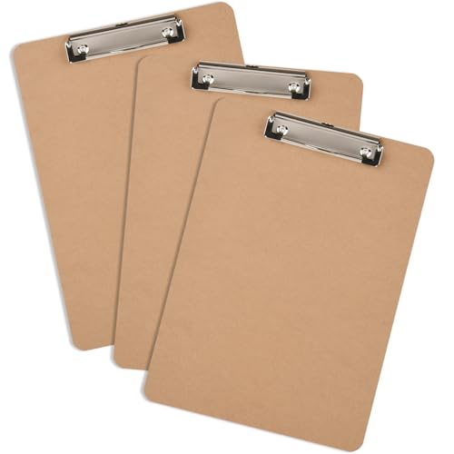 Klemmbretter aus Hartfaserplatte, 22,9 x 31,8 cm, Briefgröße, Holz-Klemmbretter mit flachen Clips, klassisches Design für Büro, Schule, Krankenhausbedarf, Braun, 3 Stück Klemmbretter aus Hartfaserplatte, 22,9 x 31,8 cm, Briefgröße, Holz-Klemmbretter mit flachen Clips, klassisches Design für Büro, Schule, Krankenhausbedarf, Braun, 3 Stück von Generisch