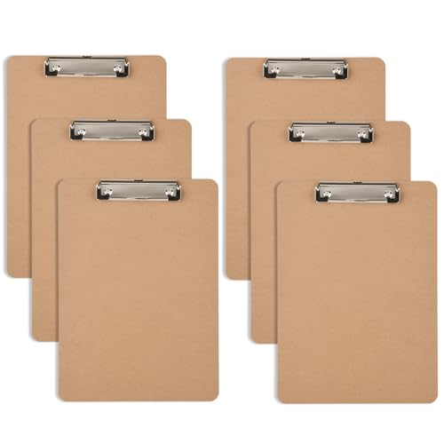 Klemmbretter aus Hartfaserplatte, 22,9 x 31,8 cm, Briefgröße, Holz-Klemmbretter mit flachen Clips, klassisches Design für Büro, Schule, Krankenhausbedarf, Braun, 6 Stück Klemmbretter aus Hartfaserplatte, 22,9 x 31,8 cm, Briefgröße, Holz-Klemmbretter mit flachen Clips, klassisches Design für Büro, Schule, Krankenhausbedarf, Braun, 6 Stück von Generisch