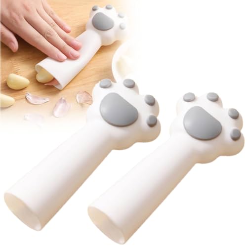 Knoblauchschäler, Hautentferner, niedlicher Pfotenform, Knoblauchroller, einfaches schnelles Schälen von Knoblauchzehen, Silikon-Knoblauch-Schäler, Knoblauchschäler, Küchenwerkzeug (2 Stück) von Generisch