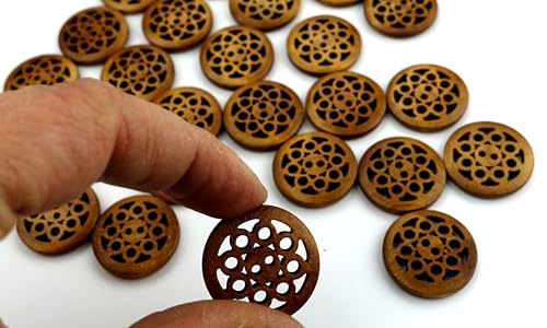Apfelblüte | Knöpfe 25 mm rund Holz 2 Stück braun dunkelbraun filigran 2 Loch Blume Holzknöpfe Mantelknöpfe ausgesägt ausgekerbt Muster Trival Mandala edel chic natürlich Durchmesser von Generisch