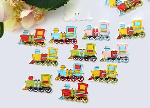 Apfelblüte | Knöpfe 31x20 mm Lokomotive Lok Zug Fahrzeug bunt Holz 5 Stück 2 Loch Holzknöpfe Holz Dekoknöpfe Knopf Kinderknöpfe Kinder Babyknöpfe Baby 31 mm 20 mm lackiert Fahrzeuge Jungen Buben von Generisch