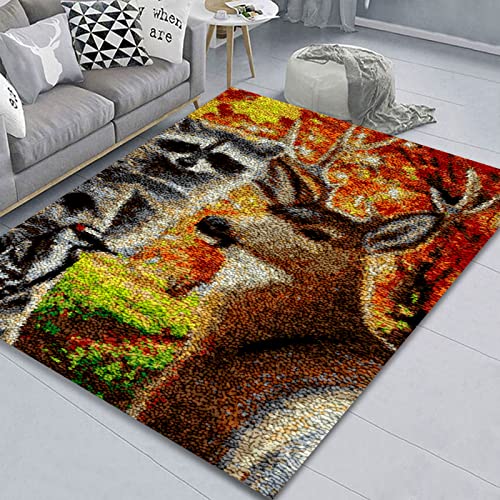 Knüpfhaken-Teppich-Set, bedrucktes Leinwandteppich-Set für Erwachsene, komplettes Bastelset für Heimdekoration und DIY-Projekte, einfach zu bedienen und Spaß für alle Fähigkeitsstufen von Generisch