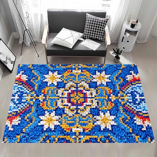 Knüpfhaken-Teppich-Set – Bedruckter Leinwand-Tapisserie für DIY Häkeln und Sticken, Bodenkissen, für Heimdekoration Knüpfhaken-Teppich-Set – Bedruckter Leinwand-Tapisserie für DIY Häkeln und Sticken, Bodenkissen, für Heimdekoration von Generisch
