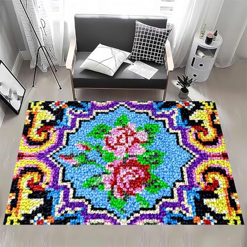 Knüpfhaken-Teppich-Set – Bedruckter Leinwand-Tapisserie für DIY Häkeln und Sticken, Bodenkissen, für Heimdekoration Knüpfhaken-Teppich-Set – Bedruckter Leinwand-Tapisserie für DIY Häkeln und Sticken, Bodenkissen, für Heimdekoration von Generisch