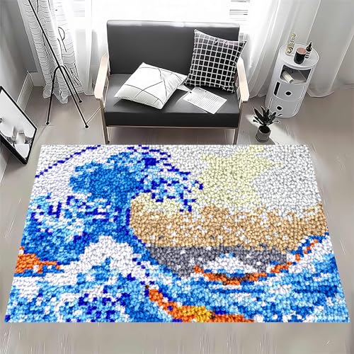 Knüpfhaken-Teppich-Set – Bedruckter Leinwand-Tapisserie für DIY Häkeln und Sticken, Bodenkissen, für Heimdekoration Knüpfhaken-Teppich-Set – Bedruckter Leinwand-Tapisserie für DIY Häkeln und Sticken, Bodenkissen, für Heimdekoration von Generisch