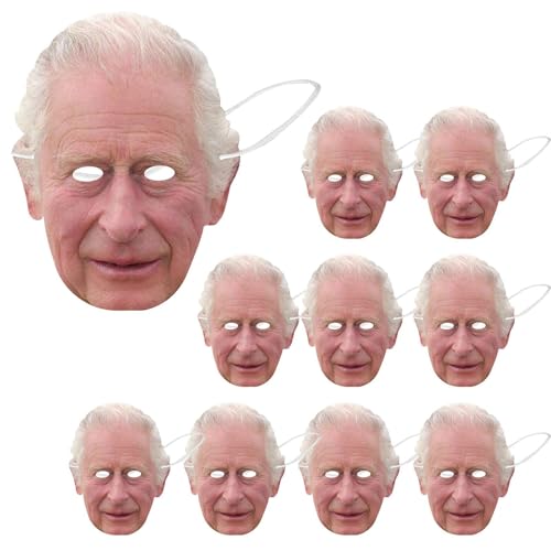 König Charles III Face Cover | 10 PCs Krönungsdekorationen King Cosplay - Cosplay -Gesichtscover für königliche Hochzeit, Jubiläumsfeier, Kostüm, Partys, Krönungsfeier König Charles III Face Cover | 10 PCs Krönungsdekorationen King Cosplay - Cosplay -Gesichtscover für königliche Hochzeit, Jubiläumsfeier, Kostüm, Partys, Krönungsfeier von Generisch