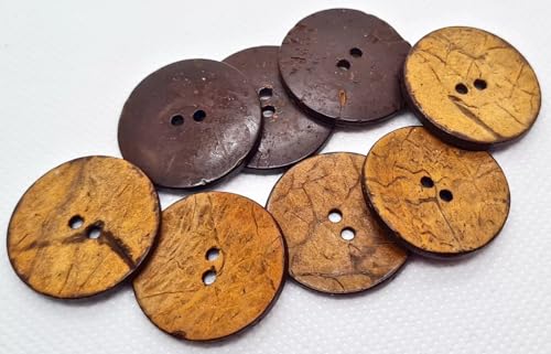 Kokosnussknöpfe, Kokosnuss gefärbt, 15, 20, 25, 30, 40, 50 mm, Im Set 12 Stück, Natur Knopf blau, grün, rot, gelb, orange, lila (Orange, 30 mm, 6 Stück) von Generisch