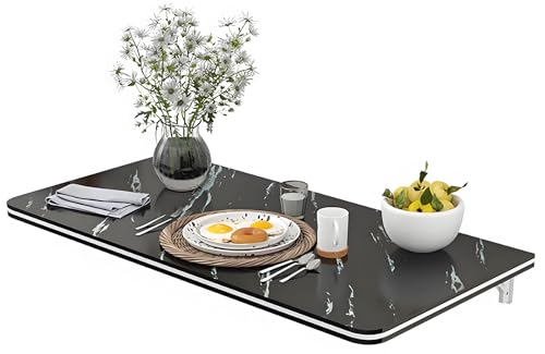 Kompakter, schlanker Wandtisch mit Blättern, faltbarer Esstisch aus Holz für kleine Räume, Schwarz (Größe: 120 x 40 cm) – perfekt für Wohnungen und begrenzte Bereiche von Generisch