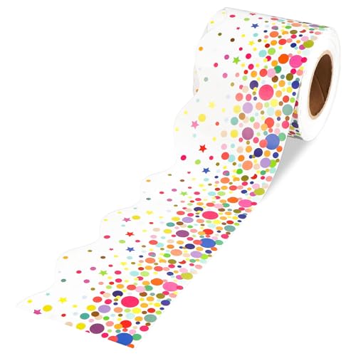 Konfetti-Pinnwand-Bordüre, 1,8 m, bunt, gewellter Rand, für Klassenzimmer, Wanddekoration, Schultafel, Party-Dekoration (weißes Konfetti) von Generisch