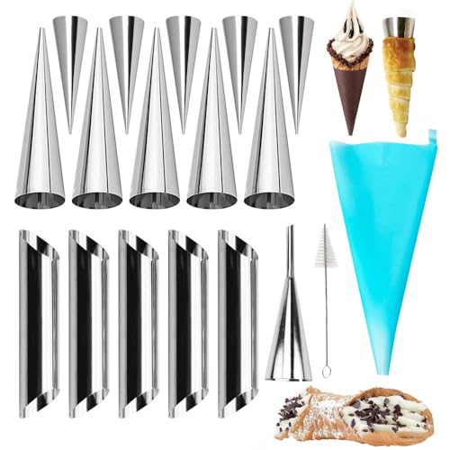 Konische Röhren-Kegelrollenformen, Gebäck-Backwerkzeug, Küchenzubehör, spiralförmige Croissant-Formen, Creme-Horn-Formen (Set A 18-teilig) von Generisch