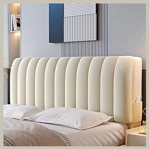 Kopfteilbezug 120/150/200 cm, gesteppter Samtstoff, verdickter, staubdichter waschbarer Schutz, stilvoller beigefarbener Kopfteilschutz für 220 x 60 cm Größe von Generisch