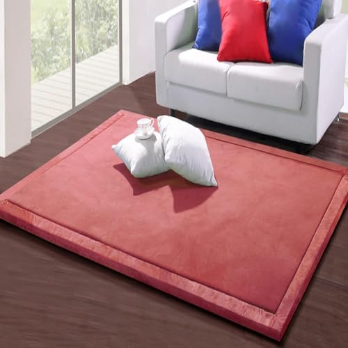 Korallen-Samtteppich für Schlafzimmer, Schlafsaal, Yoga, Heimdekoration für Wohnzimmer, Bildung, Klassenzimmer, Kinderzimmer, Schlafzimmer, Krabbelmatte, rutschfester Teppich, 2 cm, F 200 x 260 cm von Generisch