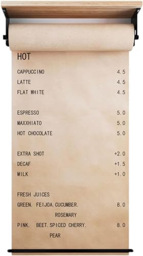 Kraftpapierroller, Wandmontage, Kraftpapierspender und Schneider mit Holzregal und 50 m Papierrolle, für To-Do-Listen, tägliche Specials, Speisekarten, Heimdekoration (100 cm breit) von Generisch