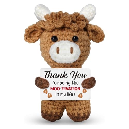 Kreative niedliche Häkelpuppe emotionaler Support Aufmun für Freunde für Souvenirgeschenk, Mini Fun Positive Highland Cow Hook Doll, Danke für das Geschenk von Frauen, Kreative niedliche Häkelpuppe emotionaler Support Aufmun für Freunde für Souvenirgeschenk, Mini Fun Positive Highland Cow Hook Doll, Danke für das Geschenk von Frauen, von Generisch