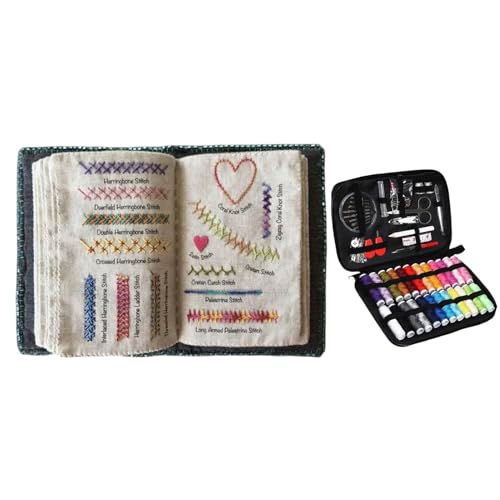 Kreatives Nähbuch Stickanleitung | Leinenimitat Filzen Sticken Buch | Praktisch Stickanleitung stitchs Book mit Stichmuster | Kreative Loseblatt Stickstichbuch Nähset Dekorative Nähbuch für Anfänger von Generisch