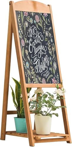 Kreidetafel-Staffelei – Memoboard aus Holz mit A-Rahmen für den Innen- und Außenbereich, freistehender Vintage-Ständer für Restaurant, Bar, Hochzeit und Gehweg-Schild von Generisch