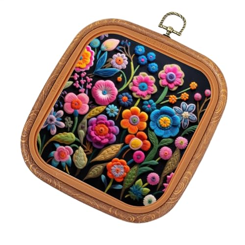 Kreuzstichrahmen und Rahmen | großer quadratischer Stickrahmen aus Holzimitat | runder Quiltbedarf Retro Nadelspitze Hoop Ring zum Nähen von Generisch