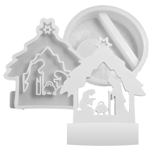 Krippen Form, Krippe Silikon Gießform, Jesus Familien Formen, Mehrzweck Kunstharz Handwerksform, Hauskerzenform Wiederverwendbare Epoxid Gussformen, Formen Zur Herstellung Von Harz von Generisch
