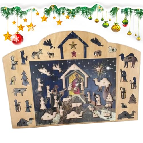 Krippen-Puzzle | 24-Tage-Weihnachts-Countdown-Kalender – religiöse christliche Jesus-Puzzles aus Holz für Familie, Freunde Krippen-Puzzle | 24-Tage-Weihnachts-Countdown-Kalender – religiöse christliche Jesus-Puzzles aus Holz für Familie, Freunde von Generisch