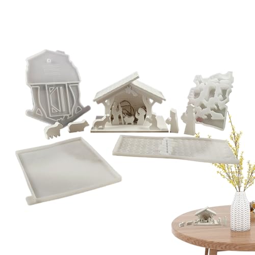 Krippen-Silikonform, Krippen-Ornament-Formen aus Ton - Krippen-Formen-Set,Heilige Familie katholisch, Kreieren Sie mit dieser Silikonform exquisite Krippenmotive! Sein einfaches Entformungsdesig von Generisch