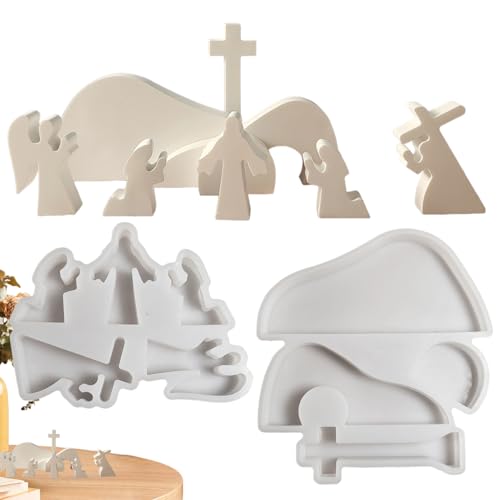 Krippenkerzenformen, Krippenform - Krippenskulptur Kerze Gießform aus Kunstharz, Krippenskulpturenform, flexible Heimdekorationsform für Ostern, Erntedankfest Krippenkerzenformen, Krippenform - Krippenskulptur Kerze Gießform aus Kunstharz, Krippenskulpturenform, flexible Heimdekorationsform für Ostern, Erntedankfest von Generisch