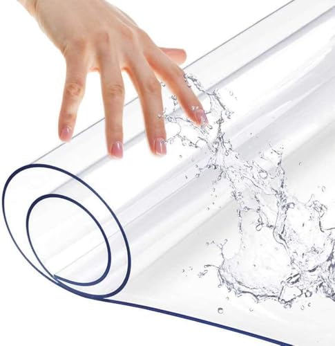 Kristallklare TPU-Tischunterlage – wasserdicht, öldicht, hitzebeständig, Schreibtischunterlage für Esstisch/Bürotisch, hochwertiger weicher Glasschutz (1,5 mm, 90 x 120 cm) von Generisch