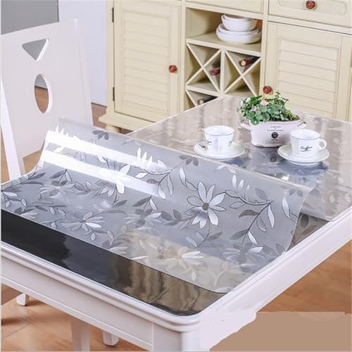 Kristallklarer Vinyl-Tischdeckenschutz, 1,5 mm, abwischbare PVC-Abdeckung für Esszimmer, Kommode und Schreibtisch, öldicht, rechteckig von Generisch