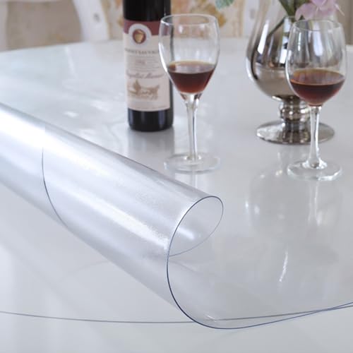 Kristallklarer Vinyl-Tischdeckenschutz, 1,5 mm dicke, abwischbare PVC-Abdeckung für rechteckige Esszimmerkommode und Schreibtisch, ölauslaufsicherer Tischschutz von Generisch