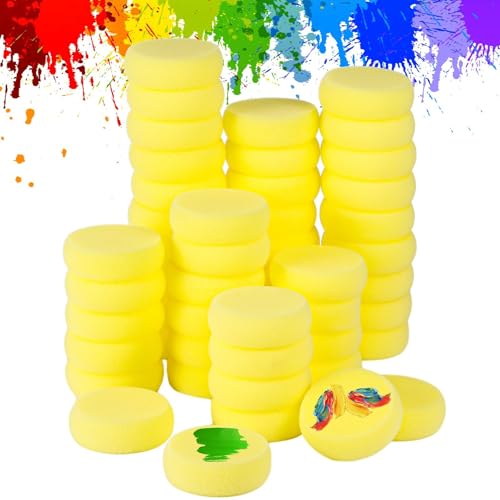 Künstler-Schwämme, Keramik, zarte Schwämme, gelbe Malschwämme, 100 Stück, 3 runde synthetische Aquarellschwämme, für Ton, Handwerk, alle Gesichtsbemalung von Generisch