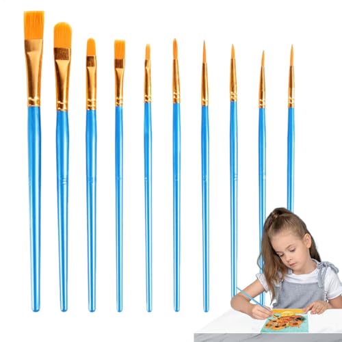 Künstlerpinsel-Set – Pinsel-Set, 10 Aquarell-Acryl-Malpinsel-Sets, Pastell-Malpinsel-Set mit flachen, professionellen Pinseln für Ölmalerei und Acrylmalerei, glatt von Generisch