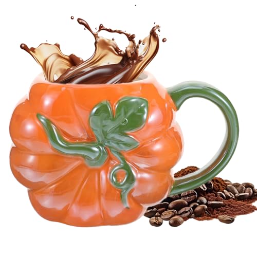 Kürbisbecher, Halloween-Kürbis-Dekoration, festliche Keramik-Trinkbecher mit Griff für Wein, Arbeit, Freunde, Milch, Männer, Saft, Bier, Erwachsene, Kinder, Frauen Kürbisbecher, Halloween-Kürbis-Dekoration, festliche Keramik-Trinkbecher mit Griff für Wein, Arbeit, Freunde, Milch, Männer, Saft, Bier, Erwachsene, Kinder, Frauen von Generisch