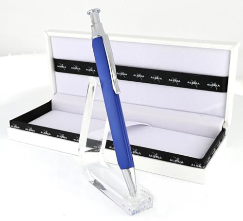 Kugelschreiber Alexia, dreieckig, elegantes Design, blau, mit Geschenkbox von Generisch
