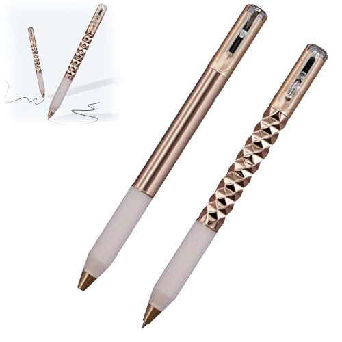 Kugelschreiber Personalisiert Druckkugelschreiber Geometrisches Crinkle Einziehbarer Kugelschreiber Hochwertig 0.5mm für Büro Und Haushalt (2 Stück Gold) von Generisch