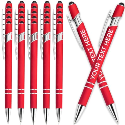 Kugelschreiber mit personalisierter Gravur, Metall-Kugelschreiber, in Großpackung für Damen und Herren, mit Namentext, personalisierter Schreibstift mit schwarzer Tinte für die Schule, Rot, 1 Stück Kugelschreiber mit personalisierter Gravur, Metall-Kugelschreiber, in Großpackung für Damen und Herren, mit Namentext, personalisierter Schreibstift mit schwarzer Tinte für die Schule, Rot, 1 Stück von Generisch