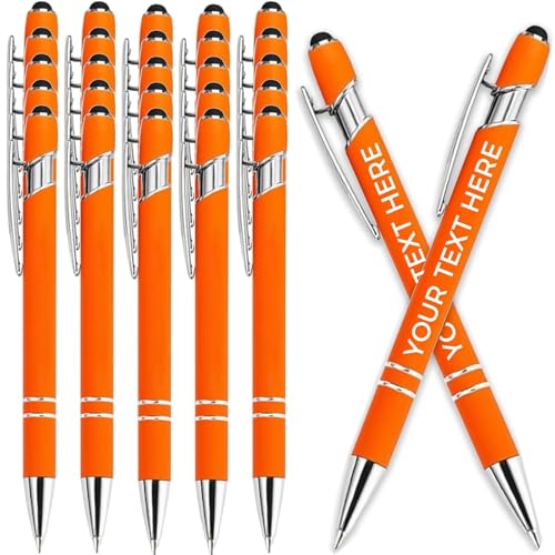 Kugelschreiber mit personalisierter Gravur, Metall-Kugelschreiber, in Großpackung für Damen und Herren, mit Namentext, personalisierter Schreibstift mit schwarzer Tinte für die Schule (Safran, 1 Stück von Generisch