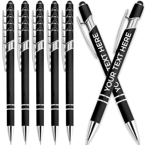 Kugelschreiber mit personalisierter Gravur, Metall-Kugelschreiber, in Großpackung für Damen und Herren, mit Namentext, personalisierter Schreibstift mit schwarzer Tinte für die Schule (Schwarz, 1 Kugelschreiber mit personalisierter Gravur, Metall-Kugelschreiber, in Großpackung für Damen und Herren, mit Namentext, personalisierter Schreibstift mit schwarzer Tinte für die Schule (Schwarz, 1 von Generisch