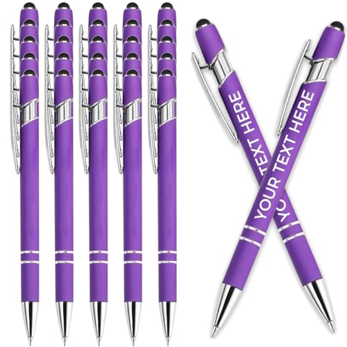 Kugelschreiber mit personalisierter Gravur, Metall-Kugelschreiber, in Großpackung für Damen und Herren, mit Namentext, personalisierter Schreibstift mit schwarzer Tinte für die Schule (lila, 1 Stück Kugelschreiber mit personalisierter Gravur, Metall-Kugelschreiber, in Großpackung für Damen und Herren, mit Namentext, personalisierter Schreibstift mit schwarzer Tinte für die Schule (lila, 1 Stück von Generisch