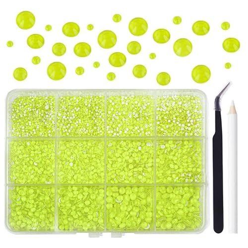 Kunstharz-Strasssteine mit Pinzette zum Basteln, nicht-Hotfix-Edelsteine, flache Rückseite, Basteln für DIY, Kristallkleidung, Bedazzling, 12 Stück von Generisch