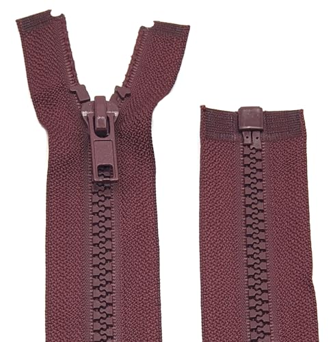 Kunststoff Plastik Krampe, Reißverschluss für Jacken - teilbar / 60 cm - 90 cm (048 Bordeaux rot, 90 cm) von Generisch
