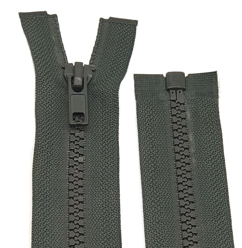 Kunststoff Plastik Krampe, Reißverschluss für Jacken - teilbar / 60 cm - 90 cm (120 Dunkeloliv, 65 cm) von Generisch