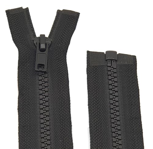 Kunststoff Plastik Krampe, Reißverschluss für Jacken - teilbar / 60 cm - 90 cm (176 Schwarz braun, 60 cm) von Generisch
