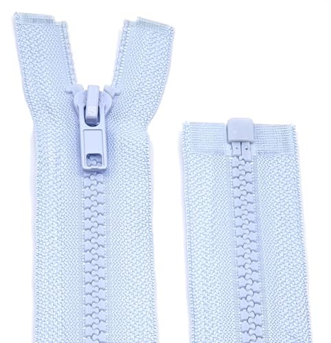 Kunststoff Plastik Krampe, Reißverschluss für Jacken - teilbar / 60 cm - 90 cm (259 Hellblau, 70 cm) von Generisch