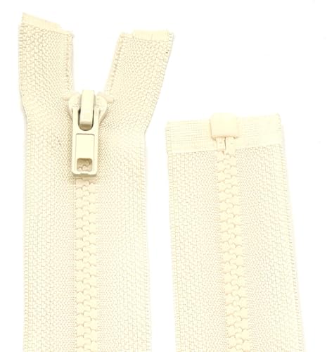 Kunststoff Plastik Krampe, Reißverschluss für Jacken - teilbar / 60 cm - 90 cm (801 Hellbeige, 90 cm) von Generisch