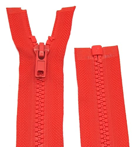 Kunststoff Plastik Krampe, Reißverschluss für Jacken - teilbar / 60 cm - 90 cm (820 Rot, 80 cm) von Generisch