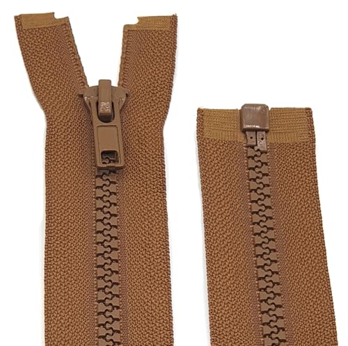 Kunststoff Plastik Krampe, Reißverschluss für Jacken - teilbar / 60 cm - 90 cm (859 Braun, 75 cm) von Generisch