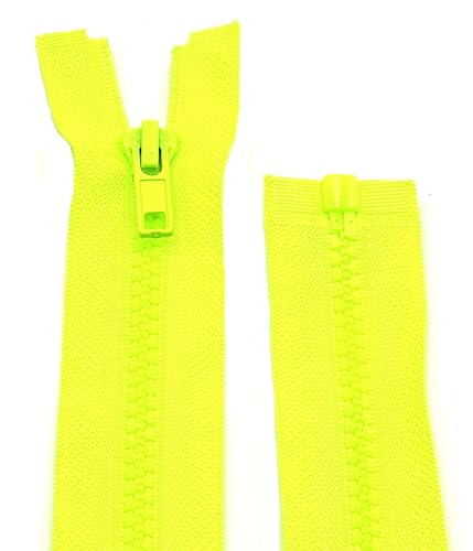 Kunststoff Plastik Krampe, Reißverschluss für Jacken - teilbar / 60 cm - 90 cm (872 Neongelb, 60 cm) von Generisch