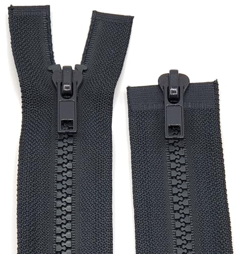Kunststoff Plastik Krampe Grob Reißverschluss 2 Wege teilbar / 60 cm - 90 cm (156 Anthrazit grau, 75 cm) von Generisch