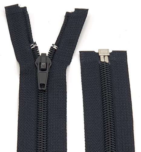 Kunststoff Spirale Reißverschluss 6mm / 1- Weg teilbar / 60-65-70-75-80-85-90 cm (071 Tiefblau, 65 cm) von Generisch
