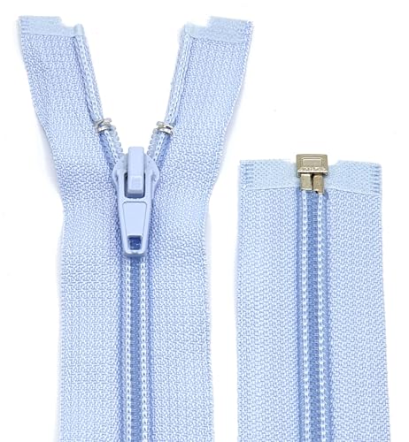 Kunststoff Spirale Reißverschluss 6mm / 1- Weg teilbar / 60-65-70-75-80-85-90 cm (259 Hellblau, 75 cm) von Generisch