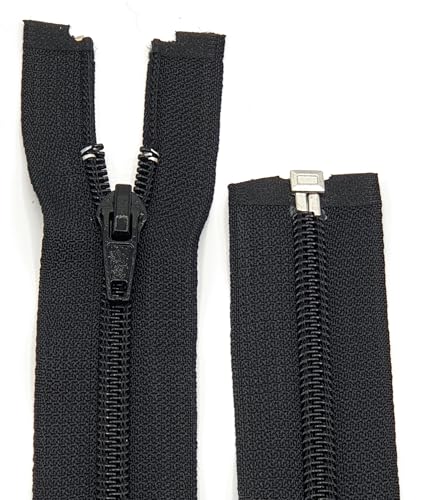 Kunststoff Spirale Reißverschluss 6mm / 1- Weg teilbar / 60-65-70-75-80-85-90 cm (580 Schwarz, 65 cm) von Generisch